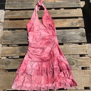 Halter Mini Dress, pinky coral